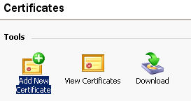 Plesk Certificates scherm
